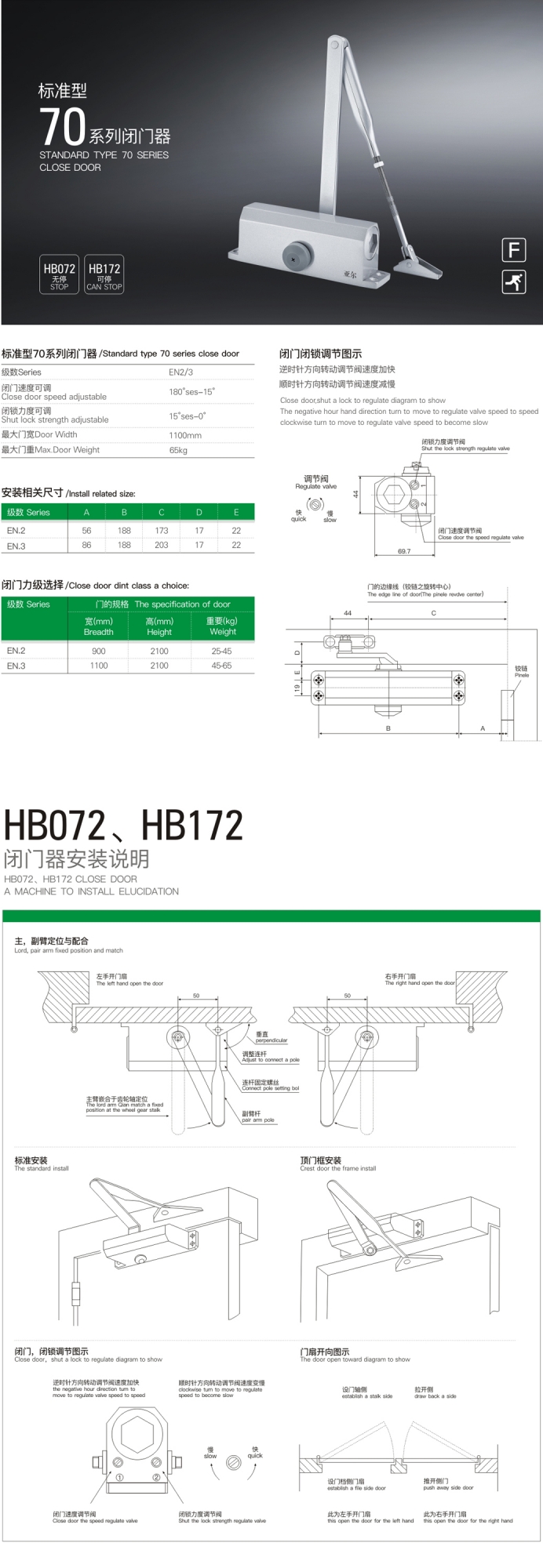 上海门窗五金标准型闭门器