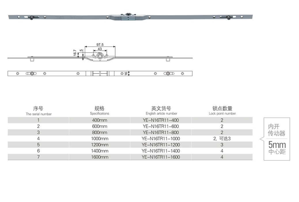 上海门窗五金内开传动器