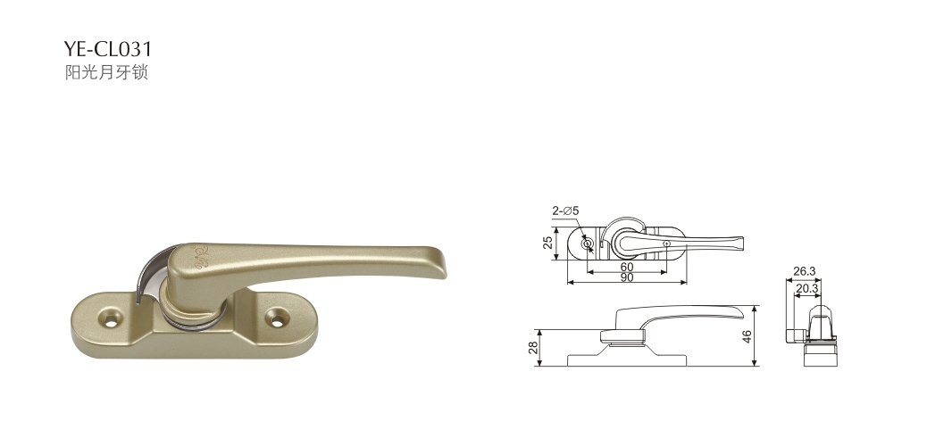 上海门窗五金月牙锁YE-CL031 