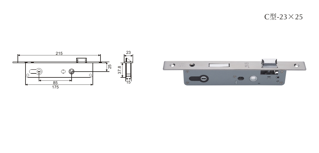 上海门窗五金锁体C型-23×25