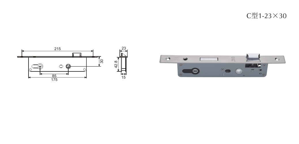 上海门窗五金锁体C型1-23×30
