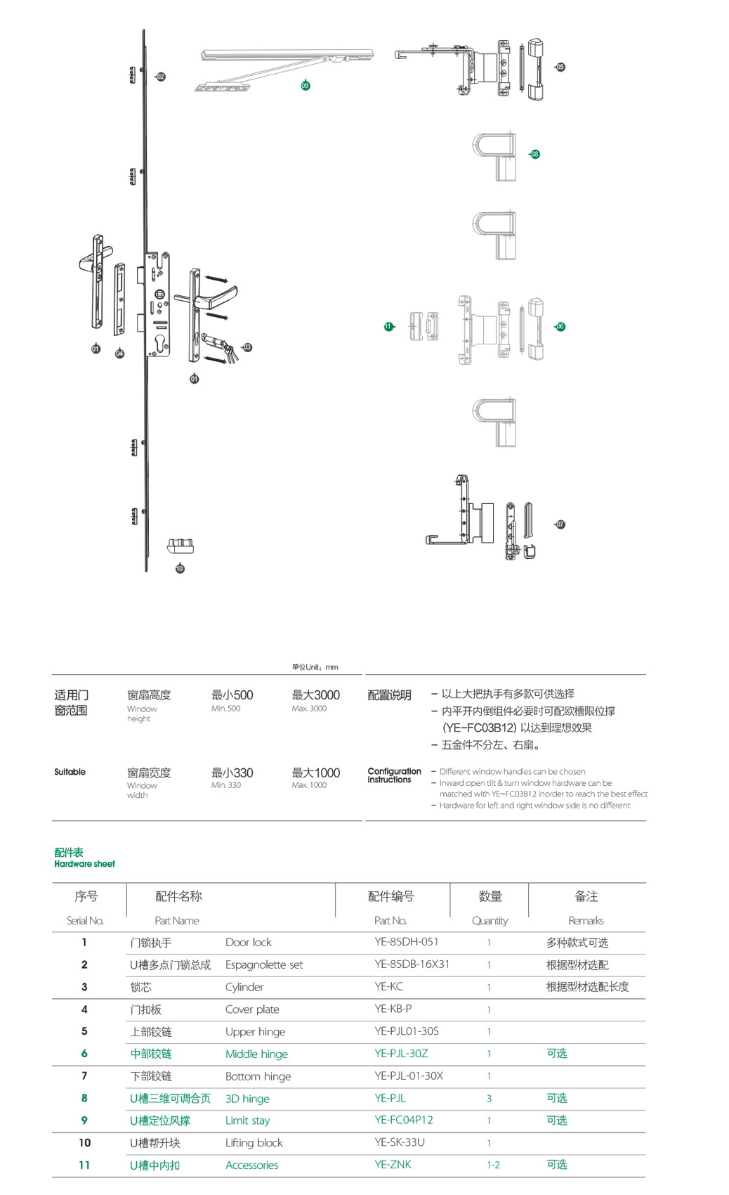 上海门厂五金全套组合YE-MP-D